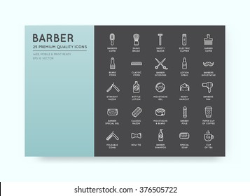 Set of Vector Barber Shop Elements and Shave Shop Icons Illustration can be used as Logo or Icon in premium quality