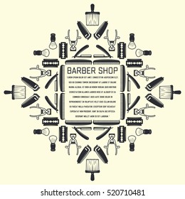 Set of Vector Barber Shop Elements and man accessories Icons for badge. Vector illustration