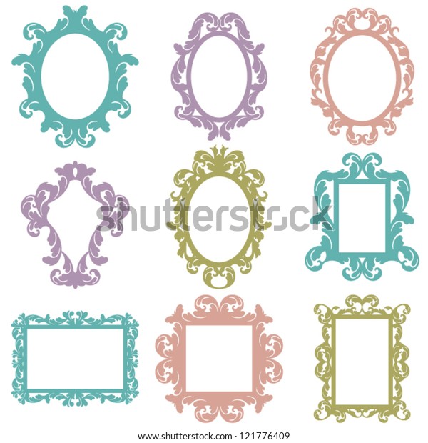 Set Vector Baroque Frames Stock Vector (Royalty Free) 121776409