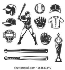 Set of vector baseball icons