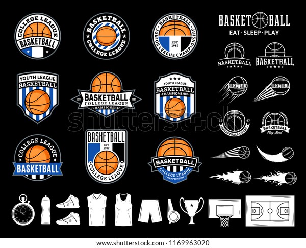 Set Vector Basketball Logo Labels Icons Stock Vector (Royalty Free ...