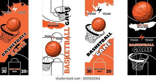 Set Vector. A basketball. Tournament. Announcement of a sporting event. Flyer, Template illustration. Basketball tickets. 
Basketball League