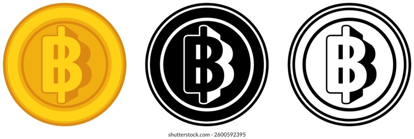 Set vector bath coins icon. thailand currency symbol template design illustration