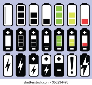 Set of vector battery icon