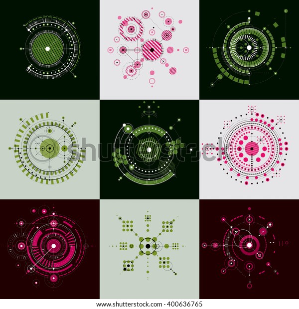 Set Vector Bauhaus Abstract Backgrounds Made Stock Vector (Royalty Free ...