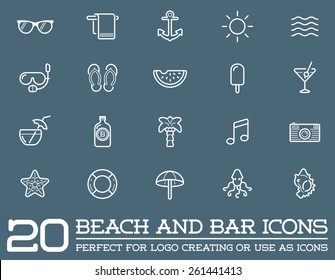 Set Of Vector Beach Sea Bar Elements And Summer Can Be Used As Logo Or Icon In Premium Quality