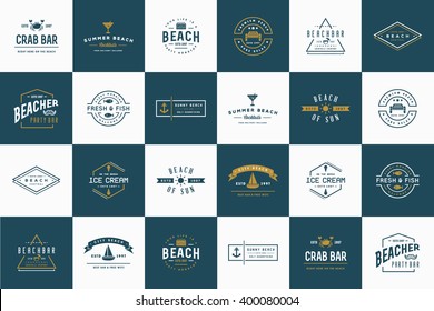 Set of Vector Beach Sea Bar Elements and Summer can be used as Logo or Icon in premium quality