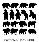 set of vector bear silhouette