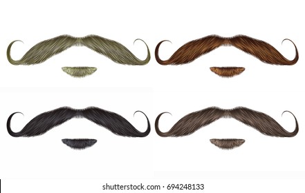 set vector Beard and swirl mustache different colors.