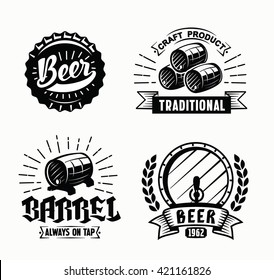 Set of vector beer badges on white background