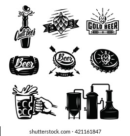 Set of vector beer badges on white background