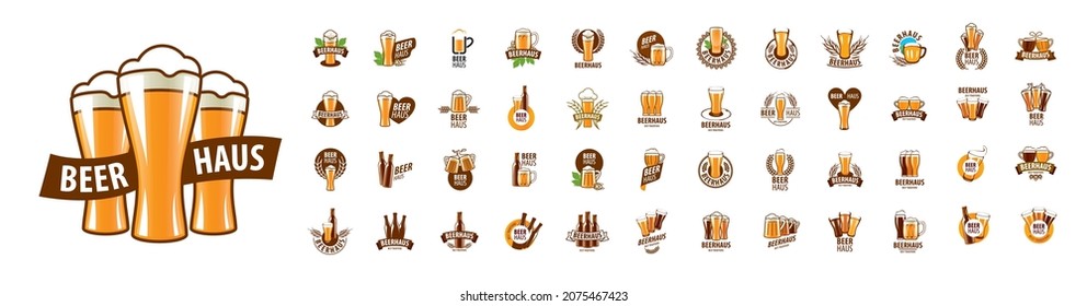 A set of vector Beer logos on a white background