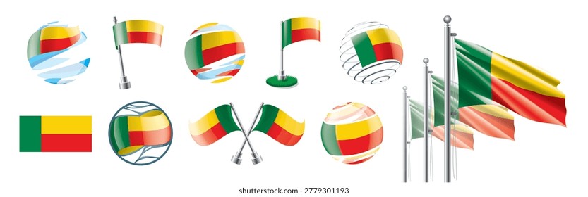 A set of vector Benin flags of different designs