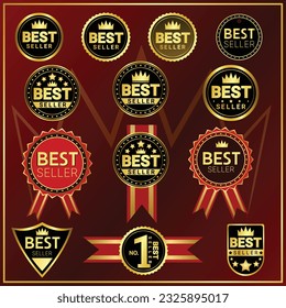 set of vector best selling product labels in various styles for attaching on products to make the product look more attractive, black, red, gold tones