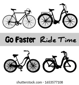 Set of vector bicycles isolated on white