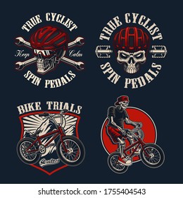 Set of vector bicycle-themed illustrations for apparel, logos, and many other uses.