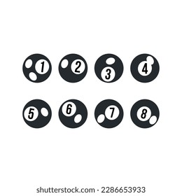 conjunto de iconos vectoriales de bolas de billar.
