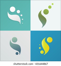 A set of vector bionic logos design templates in a trendy style. Vector illustration of curved shaped with large to small circles. Best used as a logo, symbol, or a sign.