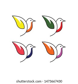 set vector bird beautiful and full colour