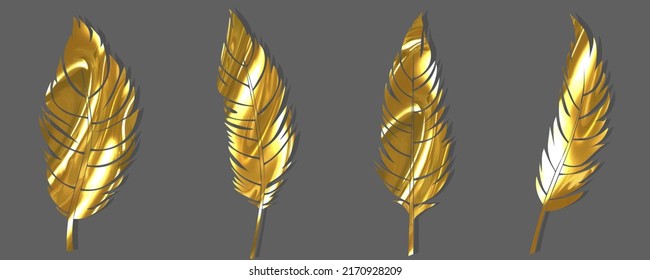 set vector bird feathers gold