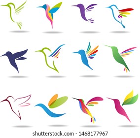 Set of vector bird logo design template