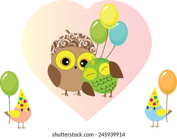 Set of vector  for bird  party Love