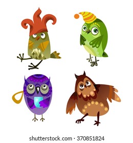 set of vector birds, funny bird on white