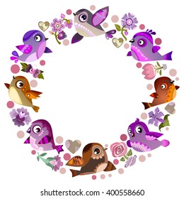 set of vector birds, funny bird on transparent background