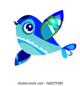 set of vector birds, funny bird on white