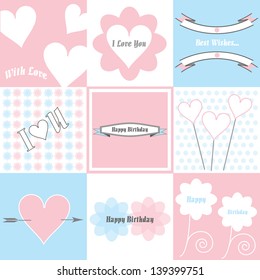 set of vector birthday cards in vintage style, vector concept