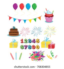 Set of vector birthday party