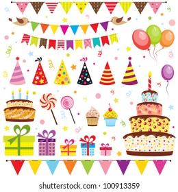 Set of vector birthday party elements. Eps 10