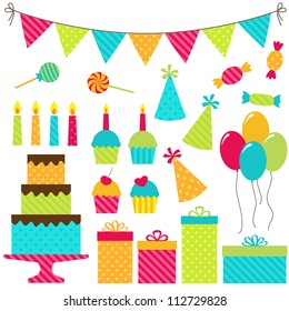 Set Of Vector Birthday Party Elements
