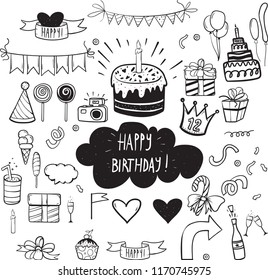 Set of vector birthday party elements for your design