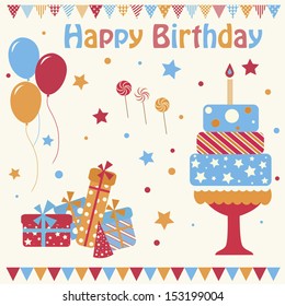 Set of vector birthday party elements