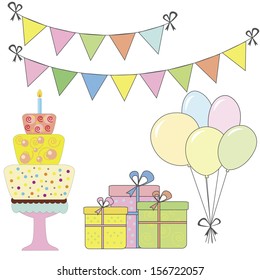 Set of vector birthday party elements. Eps 10
