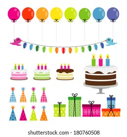 Set of vector birthday party elements. Eps 10