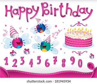 Set of vector birthday party elements.