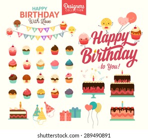 Set of vector birthday party elements - Designer collection