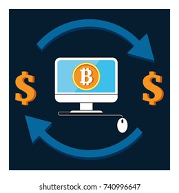 Set vector bitcoin graph on color background. Bitcoin hype concept vector illustration with blank space for text