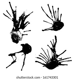 set of vector black blotches on paper 1