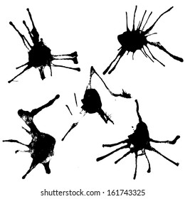 set of vector black blotches on paper 
