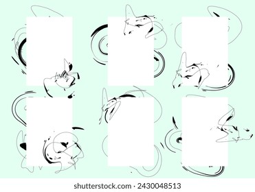 Set of vector black borders, brush stroke, brush, line or texture. Dirty artistic design element, box, frame.