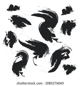 Set of vector black brush strokes