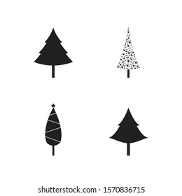 Set Vector Black Christmas Tree Icons Stock Vector (Royalty Free ...