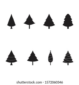 Set of Vector black christmas tree icons 