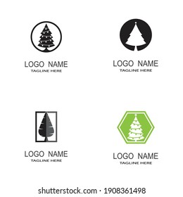 Set of Vector black christmas tree icons 