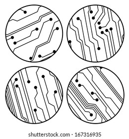 set of vector black circuit circle balls 