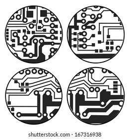 set of vector black circuit circle balls 