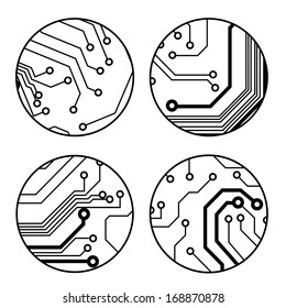 set of vector black circuit circle balls